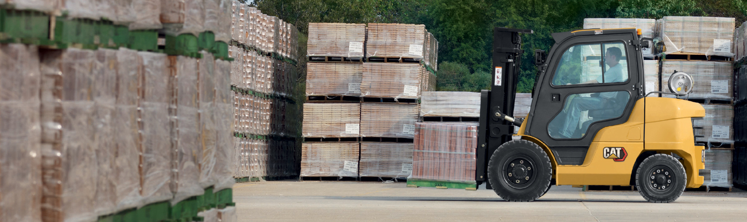 Cat IC Pneumatic Tire forklift in outdoor brick yard